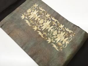 金銀駒刺繍抽象花模様名古屋帯